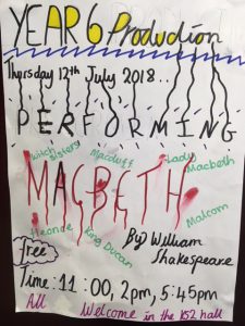 Poster for Macbeth at Icknield Primary, Luton