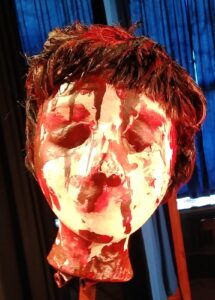 Macbeth's severed head (prop) on the end of a sword. Anson Primary School