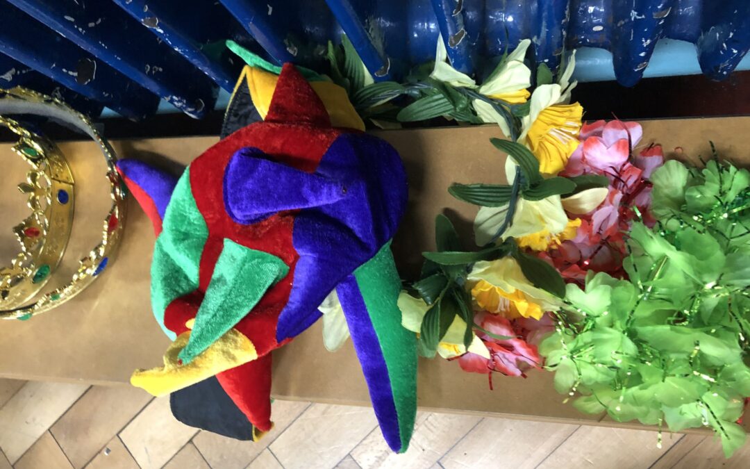 The Tempest - props, crown, jester hat, garland - Anson Primary School
