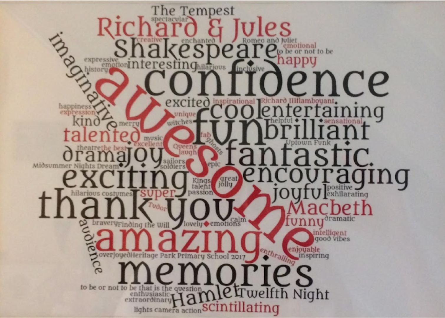 Image shows a collage of words from children about the Finding the Will workshops