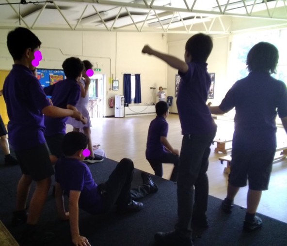 Rehearsal of The Tempest by Y4 at Montpelier Primary, taken from the side of the stage.
